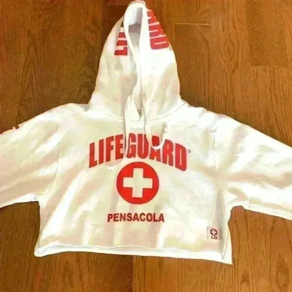  Women's Lifeguard Croptop Hoodie Jacket Beach Safety Pool Staff - Picture 6 of 7